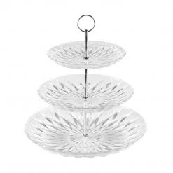 Kmart 3 Tier Embossed Glass Cake Stand Cheese Platter Serveing Tray Cup Cake Stand