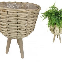 MAL Natural Wicker Plant Holder On Stand Indoor Outdoor Articificial Real Planter 5 MAL Natural Wicker Plant Holder On Stand Indoor Outdoor Articificial Real Planter