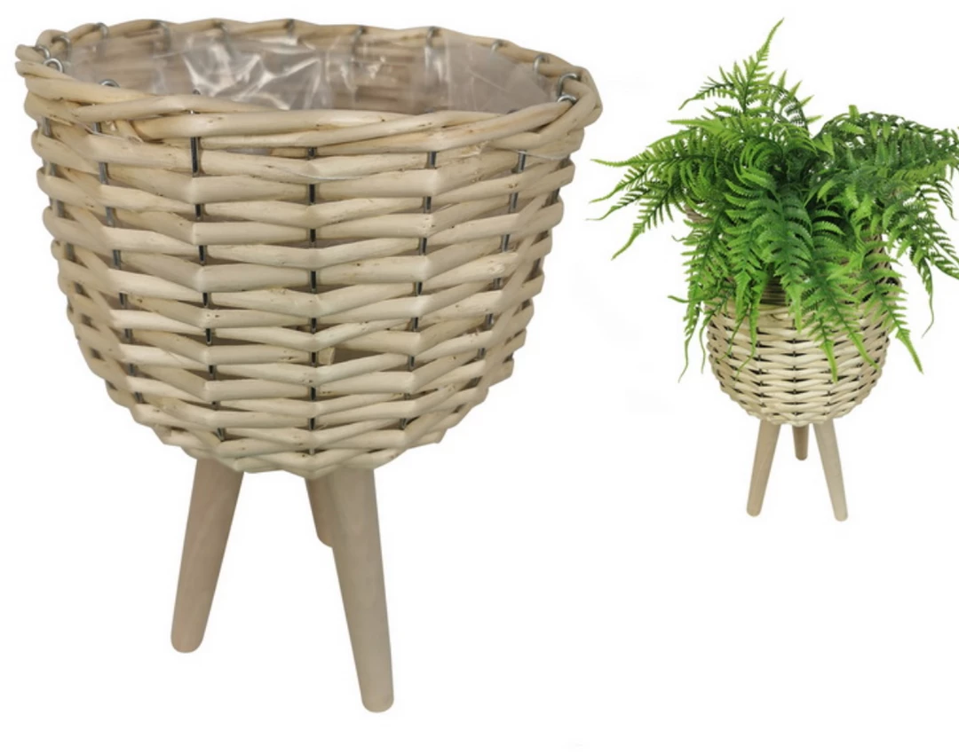MAL Natural Wicker Plant Holder On Stand Indoor Outdoor Articificial Real Planter 3 MAL Natural Wicker Plant Holder On Stand Indoor Outdoor Articificial Real Planter