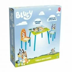 Moose Home & Garden Bluey & Bingo Wooden Kids Table & 2 Chairs Set Girls Boys Furniture