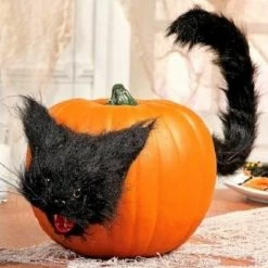 Morris Costumes Halloween Props/Decoration Black Cat Pumpkin Push In Halloween Decoration Black Cat Cake Topper