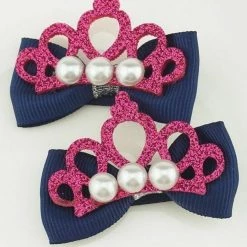 AliExpress Costume Accessories 2 X Pearl Glitter Tiara Hair Bow Hair Clips Baby Girl Toddler Hair Ribbon Bow