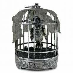 Unbranded 30cm Animated Talking Parrot Skeleton In Cage Halloween Prop Motion Activated