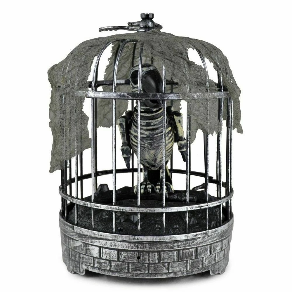 Unbranded 30cm Animated Talking Parrot Skeleton In Cage Halloween Prop Motion Activated 1 Unbranded 30cm Animated Talking Parrot Skeleton In Cage Halloween Prop Motion Activated
