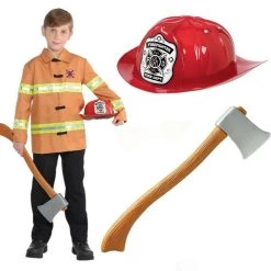 Balloon Agencies Firefighter Jacket Red Hat And Plastic Axe Boys Costume