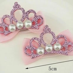 AliExpress Costume Accessories 2 X Pearl Glitter Tiara Hair Bow Hair Clips Baby Girl Toddler Hair Ribbon Bow