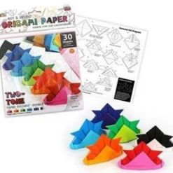 TNW Origami Paper 30 Double Sided Two Tone Multi Colour Sheets Instructions & Drawin