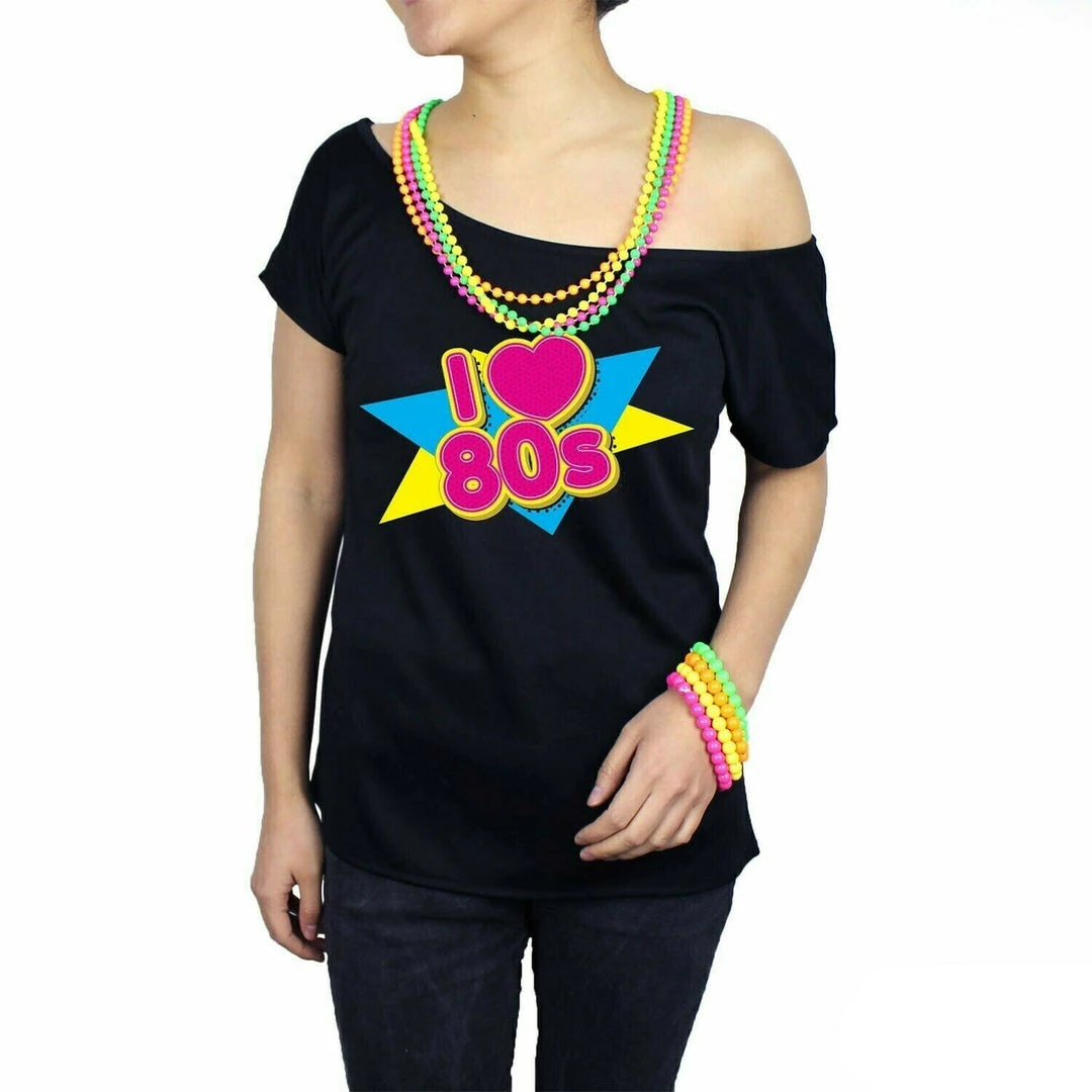 JD Party Costumes Book Week Sexy Women I Love The 80's Top T-Shirt 1980s Adult Fancy Dress Costume 3 JD Party Costumes Book Week Sexy Women I Love The 80's Top T-Shirt 1980s Adult Fancy Dress Costume