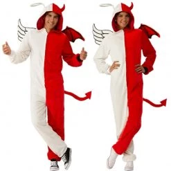 Rubie's Ladies Costume Angel Or Demon Furry Hooded Jumpsuit Ladies Mens Halloween Costume