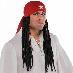 Balloon Agencies Wigs Pirate Bandana Scarf With Wig Dreads & Hair Beads Jack Sparrow Caribbean Costume