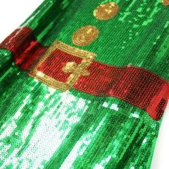 Unbranded Santa's Little Helper Christmas Elf Sequin Dress Ladies Costume Christmas Adult Costumes