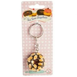 MDI Costume Accessories Chocolate And Almonds Donut Keyring Doughnut Key Chain Novelty