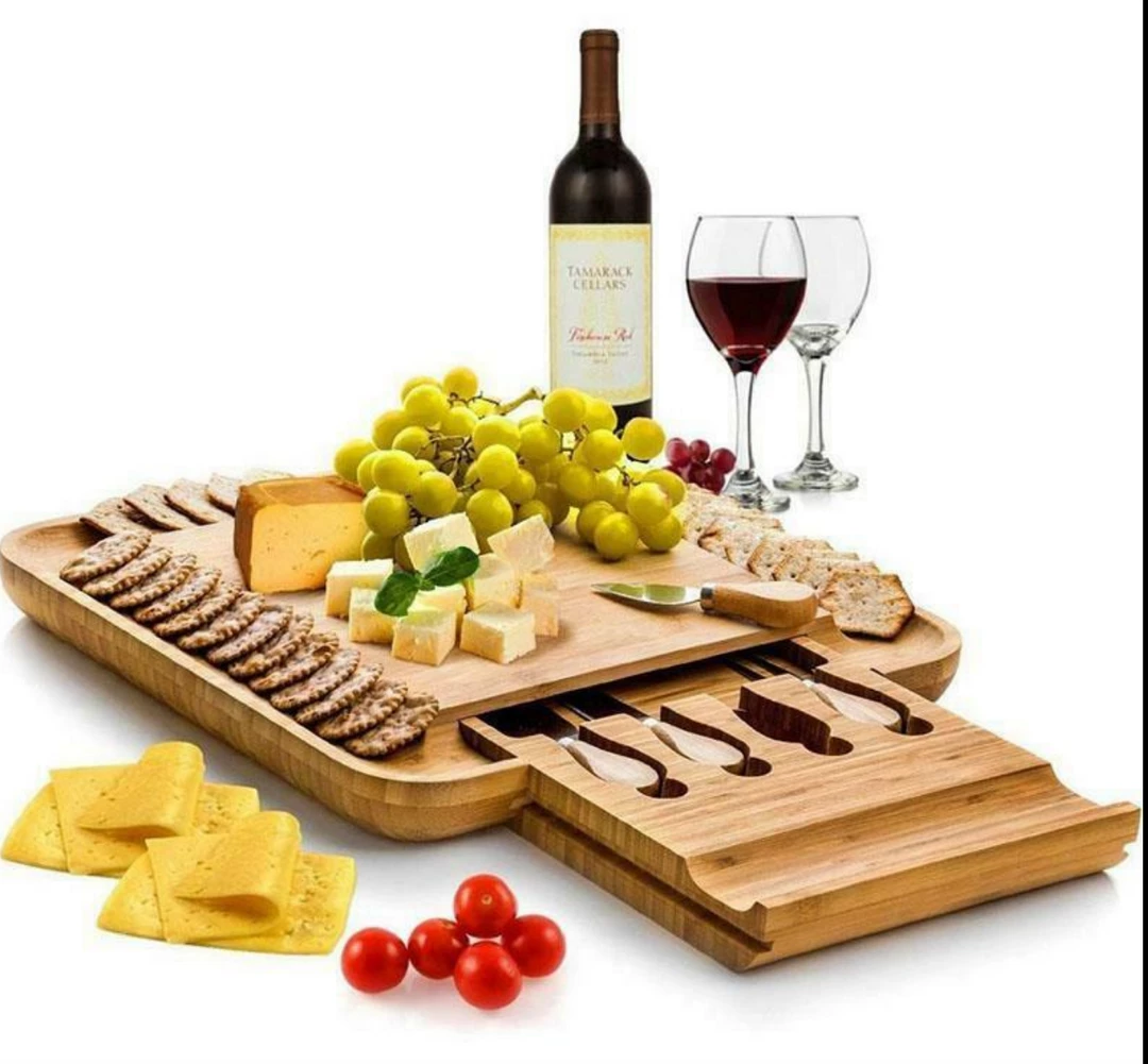 Unbranded Wooden Cheese Platter Board & Pate Cheese Knife Set 5Pce Set 1 Unbranded Wooden Cheese Platter Board & Pate Cheese Knife Set 5Pce Set