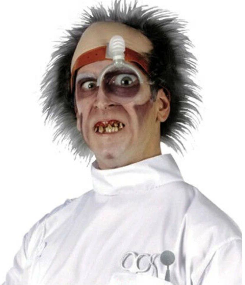 Morris Costumes Dr. Killer Driller Psycho Surgeon Doctors Wig With Attached Magnifying Glass 1 Morris Costumes Dr. Killer Driller Psycho Surgeon Doctors Wig With Attached Magnifying Glass