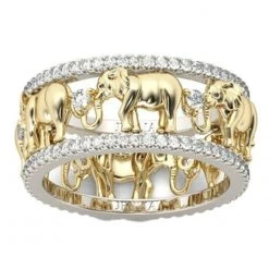 AliExpress Fashion Jewelry Antique Gold And Silver 3D Elephant Ring
