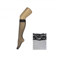 JD Party Costume Accessories Women Ladies Fishnet Sheer Lace Top Non-slip Knee High Stockings