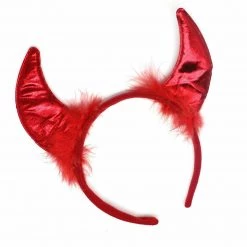 JD Party Costume Accessories Red Metallic Sexy Devil Horns On Headband Halloween Costume Accessory