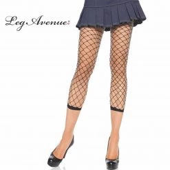 Tomfoolery Black Footless Diamond Net Tights Pantyhose Fishnet 80s 1980s 90s Costume Access Costume Accessories