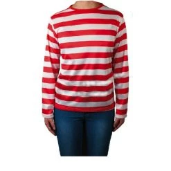 JD Party Costumes Where's Wally Costume Dress Up Book Week Red White Stripe Swans French Mystery