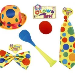 Tomfoolery Plastic Horn Polka Dot Derby Jumbo Nose Bow And Long Tie Clown Accessory Costume Accessories