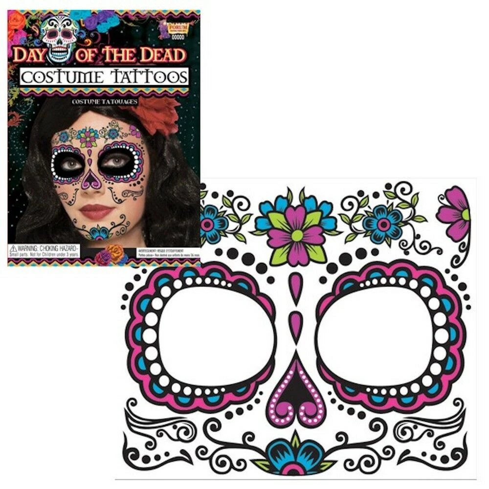 Tomfoolery Costume Accessories Day Of The Dead Temporary Face Tattoo Pink Set Female Costume Sugar Skull 1 Tomfoolery Costume Accessories Day Of The Dead Temporary Face Tattoo Pink Set Female Costume Sugar Skull