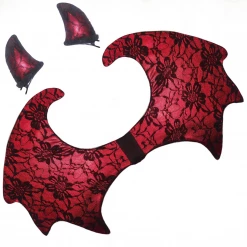 Sweidas Costume Accessories Red Sexy Devil Wings And Horn Set Halloween Ladies Costume Accessory