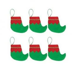 Balloon Agencies Mini Elf Boots Felt Christmas Stockings Pack Of 6 Tree Wall Decorations Christmas Decorations