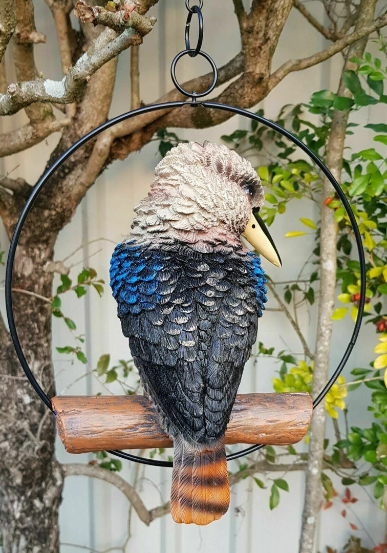 MALMAR 25cm Realistic Kookaburra Bird In Hanging Ring Australian Native Garden Ornament Home & Garden 2 MALMAR 25cm Realistic Kookaburra Bird In Hanging Ring Australian Native Garden Ornament Home & Garden