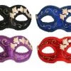 Tomfoolery Velvet Masquerade Mask With Silver Gems And Gold Glitter Costume Mask