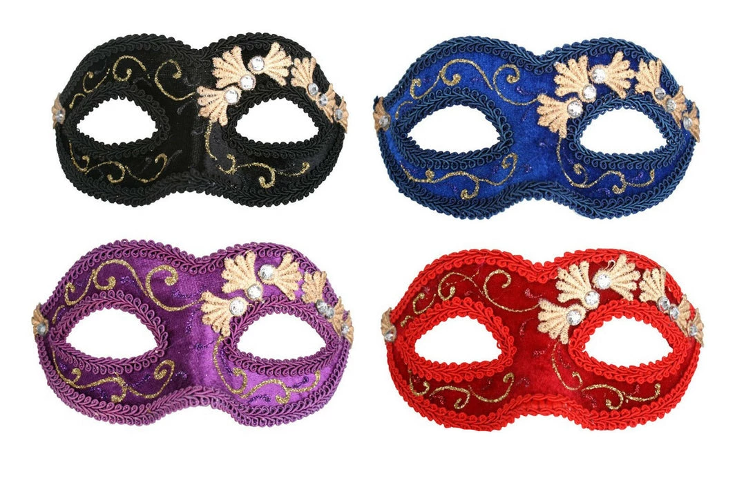 Tomfoolery Velvet Masquerade Mask With Silver Gems And Gold Glitter Costume Mask 1 Tomfoolery Velvet Masquerade Mask With Silver Gems And Gold Glitter Costume Mask