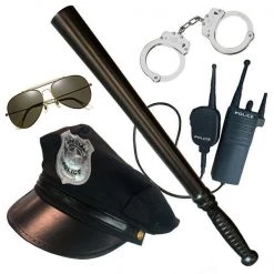 Sweidas Costume Accessories Police Officer Cops Costume Kit Police Hat Aviator Glasses Baton Handcuffs