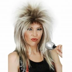 Tomfoolery Tina Turner Wig Bleached Blonde Spiky Layered 80s Costume Wig