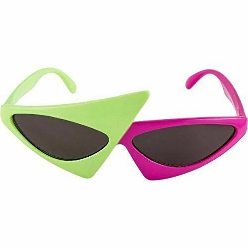 Amscan Costume Accessories Awesome 80s Sunglasses Assymetric Duo-Tone Hot Pink & Neon Green Glasses 2 Amscan Costume Accessories Awesome 80s Sunglasses Assymetric Duo-Tone Hot Pink & Neon Green Glasses