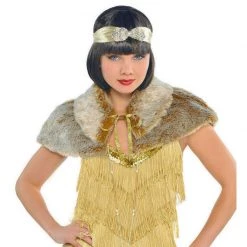 Balloon Agencies 1920s Champagne Gold Flapper Dress Gloves Capelet Headband Necklace Ladies Costume Costumes