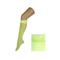 JD Party Costume Accessories Women Ladies Fishnet Sheer Lace Top Non-slip Knee High Stockings