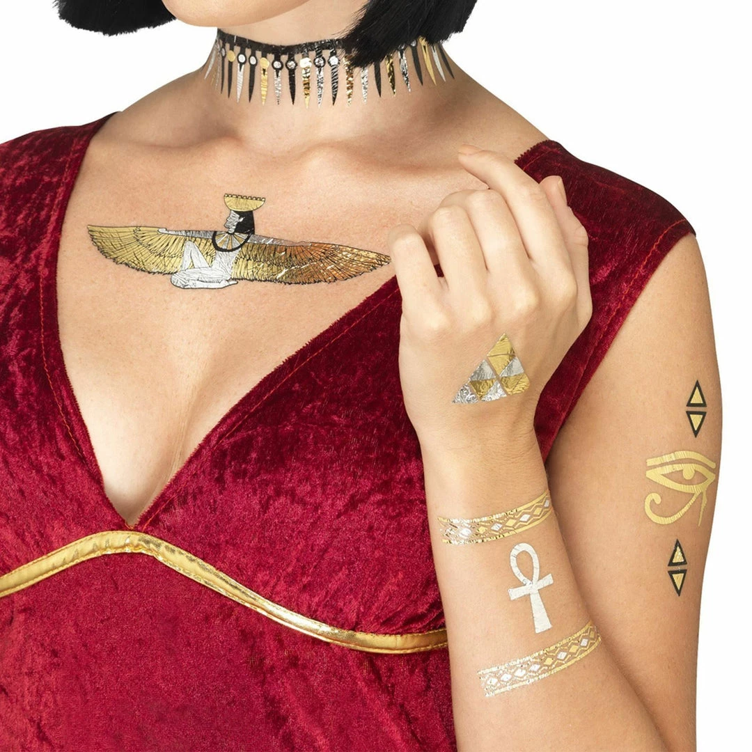 Smiffys Costume Accessories Ancient Egyptian Cleopatra Goddess Symbols Metallic SFX Tattoos Costume Accessory 1 Smiffys Costume Accessories Ancient Egyptian Cleopatra Goddess Symbols Metallic SFX Tattoos Costume Accessory
