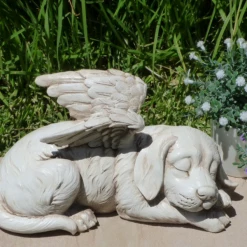 MALMAR Pet Dog Memorial Sleeping Angel Dog Gravestone Statue Indoor Outdoor Home & Garden