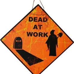 Sweidas Halloween Props/Decoration Metal Halloween Road Sign Dead At Work Halloween Decoration