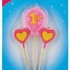 Balloon Agencies 1st Birthday Girl Balloon & Love Hearts Birthday Candles Pack Of 3 Pink Pick Can Party Supplies