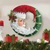 Unbranded 35cm Christmas Santa Door Wreath Wall Hanging Garland Decoration Ornament Christmas Decorations