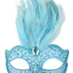 Tomfoolery Burlesque Glitter Masquerade Mask With Feathers And Gem Costume Mask