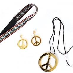 JD 60s Hippie Costume Kit 3pc Festival Rainbow Daisy Earrings Sunglasses Headband Costume Accessories