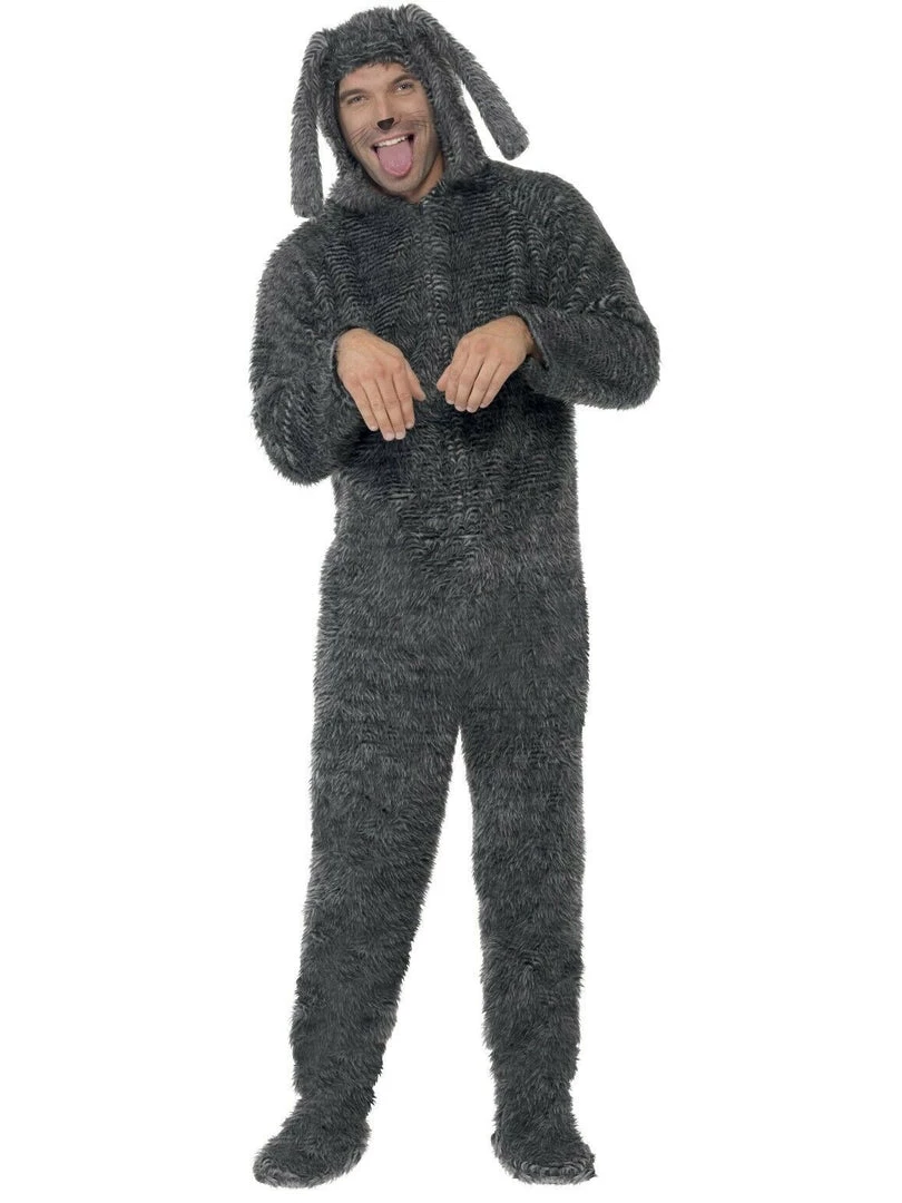 Smiffys Costumes Fluffy Dog Grey Jumpsuit With Hood Mens Costume 1 Smiffys Costumes Fluffy Dog Grey Jumpsuit With Hood Mens Costume