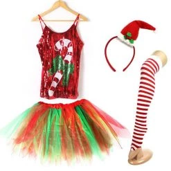 JD Party Candy Cane Tutu Christmas Ladies Costume Kit Christmas Dress Up Party 7 JD Party Candy Cane Tutu Christmas Ladies Costume Kit Christmas Dress Up Party