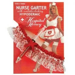 Tomfoolery Nurse Sexy Lace Leg Garter With Hypo Needle Pen Prop Adult Costume Accessory