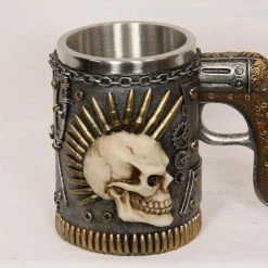 MAL 14cm Skull Gun Handle Beer Stein Halloween Mancave Home Decor Halloween Props/Decoration
