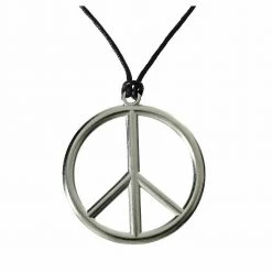 Balloon Agencies 1960s Hippie Peace Sign Pendant Necklace Costume Accessory