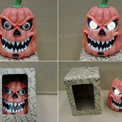Aussie Toys Talking Pumpkin Flashing Eyeballs Scary Sounds Motion Activated Halloween Prop