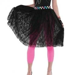 Amscan Ladies 80s Tutu Lace Skirt Leg Warmers Necklace Earrings Neon Belt Wig Leggings Costume Accessories