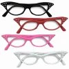 Sweidas Costume Accessories 50s 60s Retro Cats Eye Rhinestone Glasses Black White Red Pink Costume Accessory